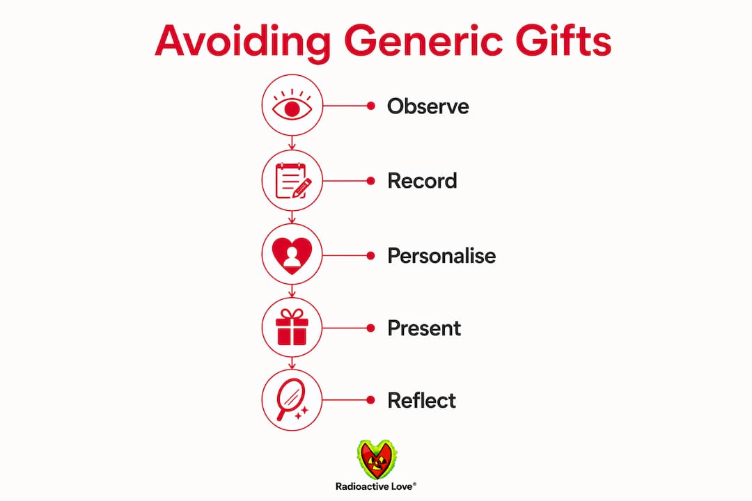 Infographic showing steps to avoid generic gifts