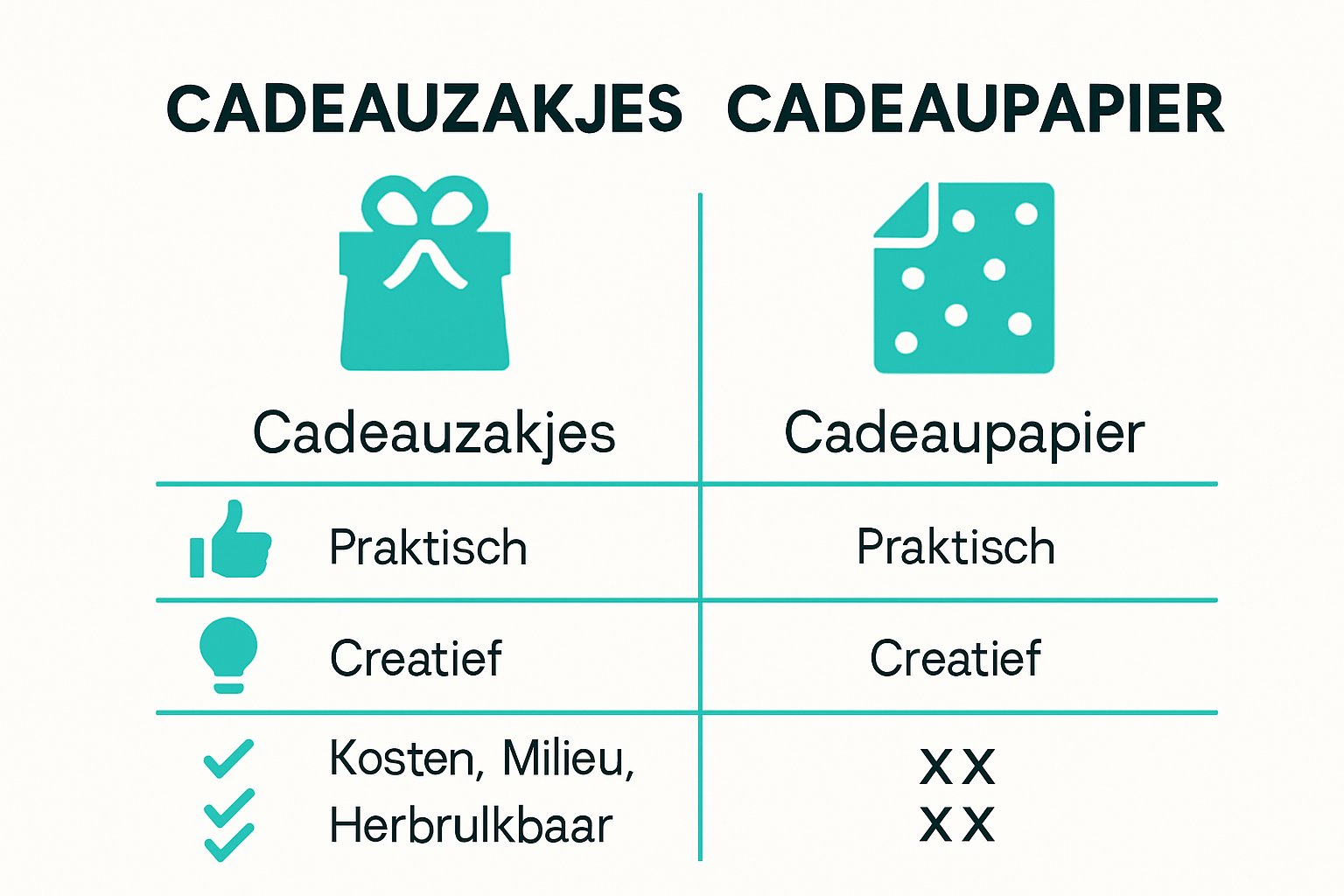 Comparison infographic cadeauzakjes vs cadeaupapier