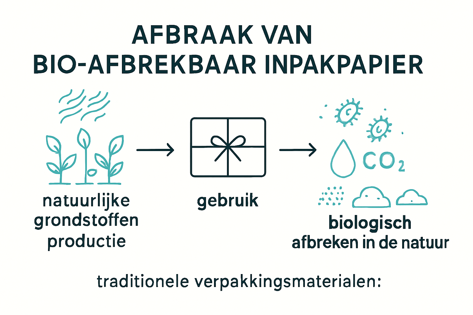 Infographic met afbraakproces bio-afbreekbaar inpakpapier