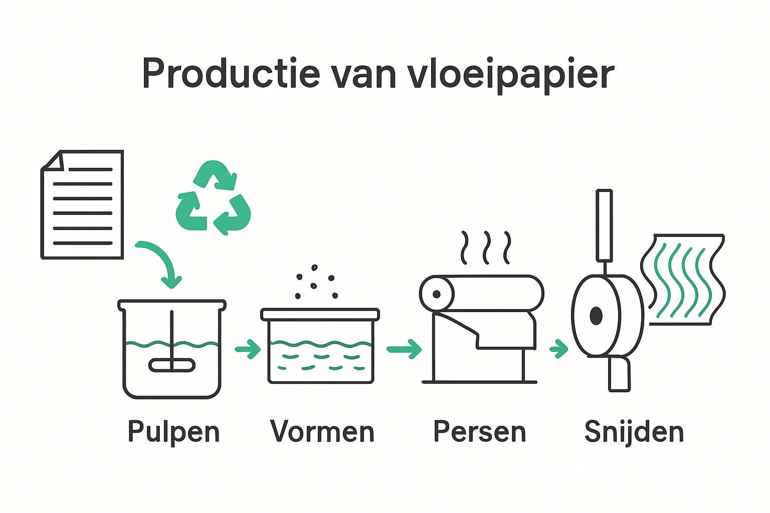 Infographic over productieproces van vloeipapier