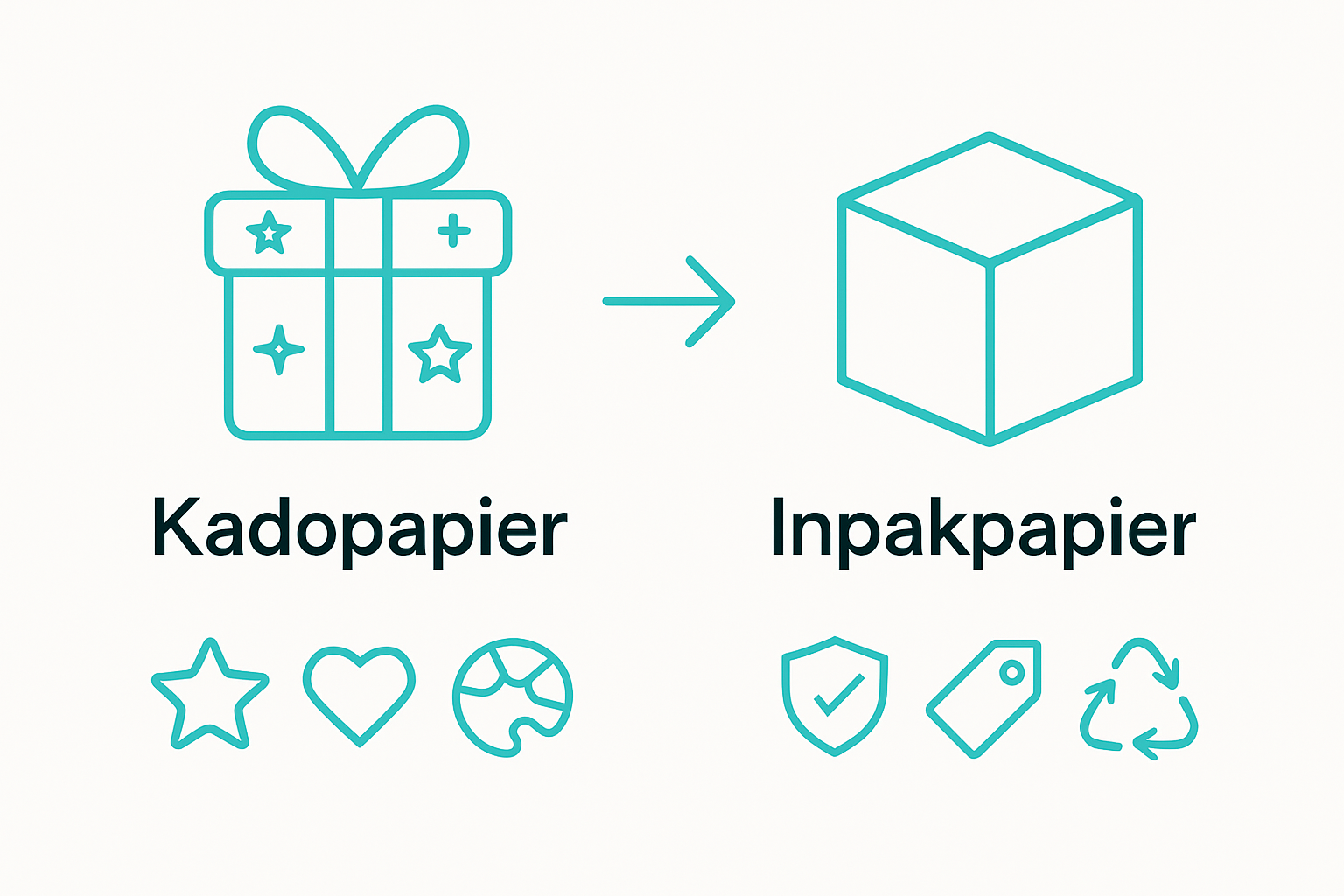 Infographic comparing kadopapier and inpakpapier visually