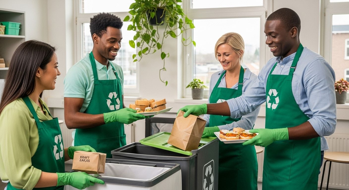 recycling kraft zakjes kantoorscène