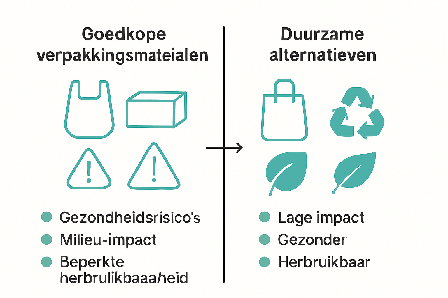 Infographic comparing cheap vs sustainable packaging risks and benefits