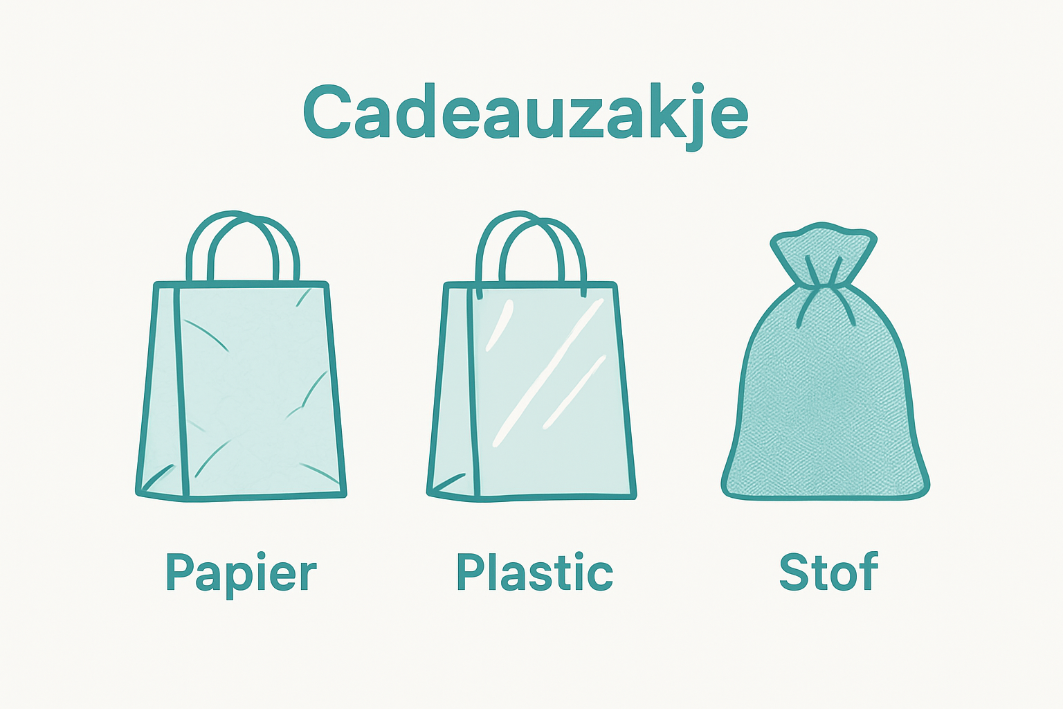 Infographic showing three types of cadeau zakjes by material