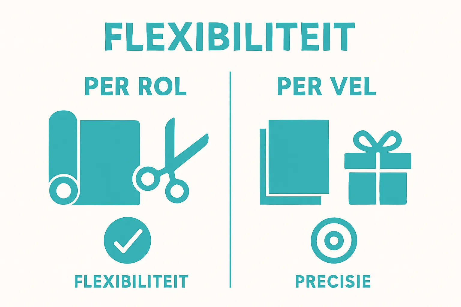infographic comparing inpakpapier per rol versus per vel