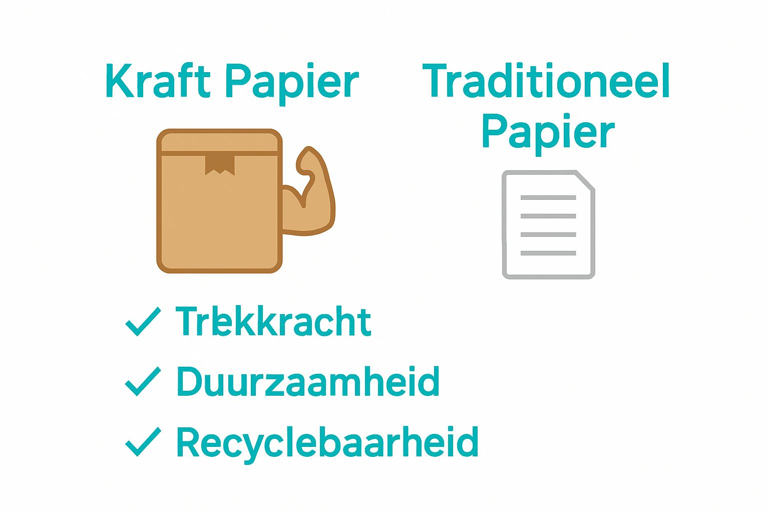 Vergelijking kracht, duurzaamheid, recyclebaarheid kraft papier vs. traditioneel papier