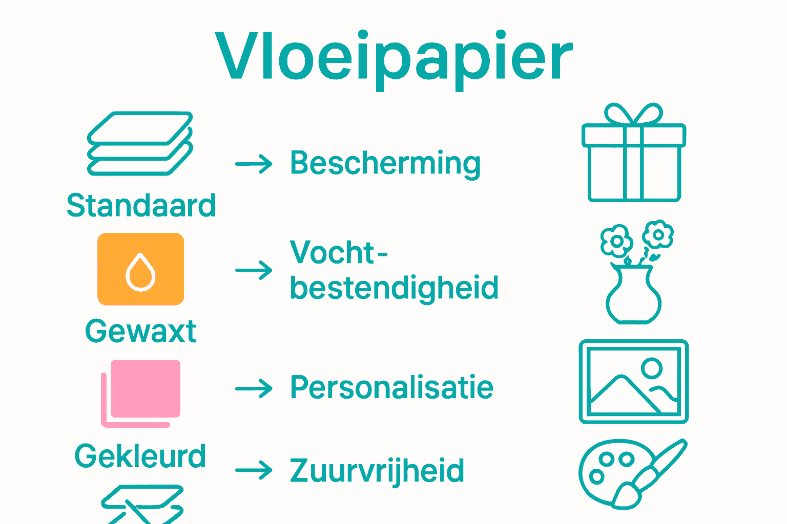 Infographic vergelijking soorten vloeipapier en hun toepassingen