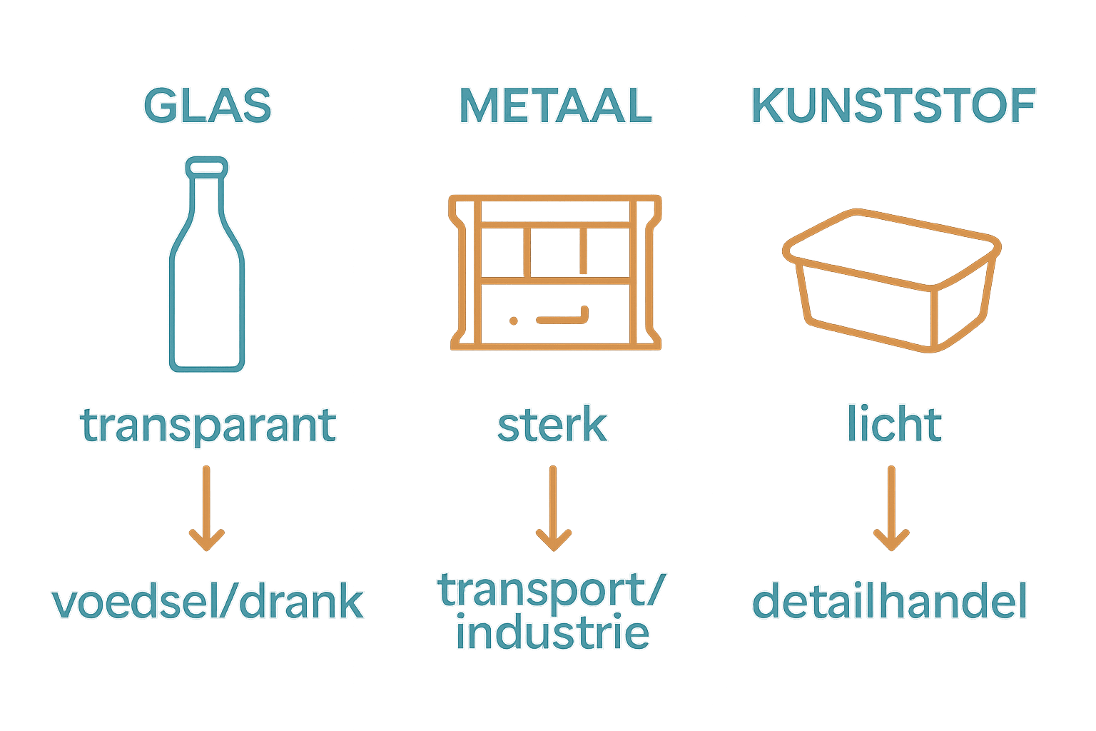 Vergelijking van glas, metaal en kunststof verpakkingen.