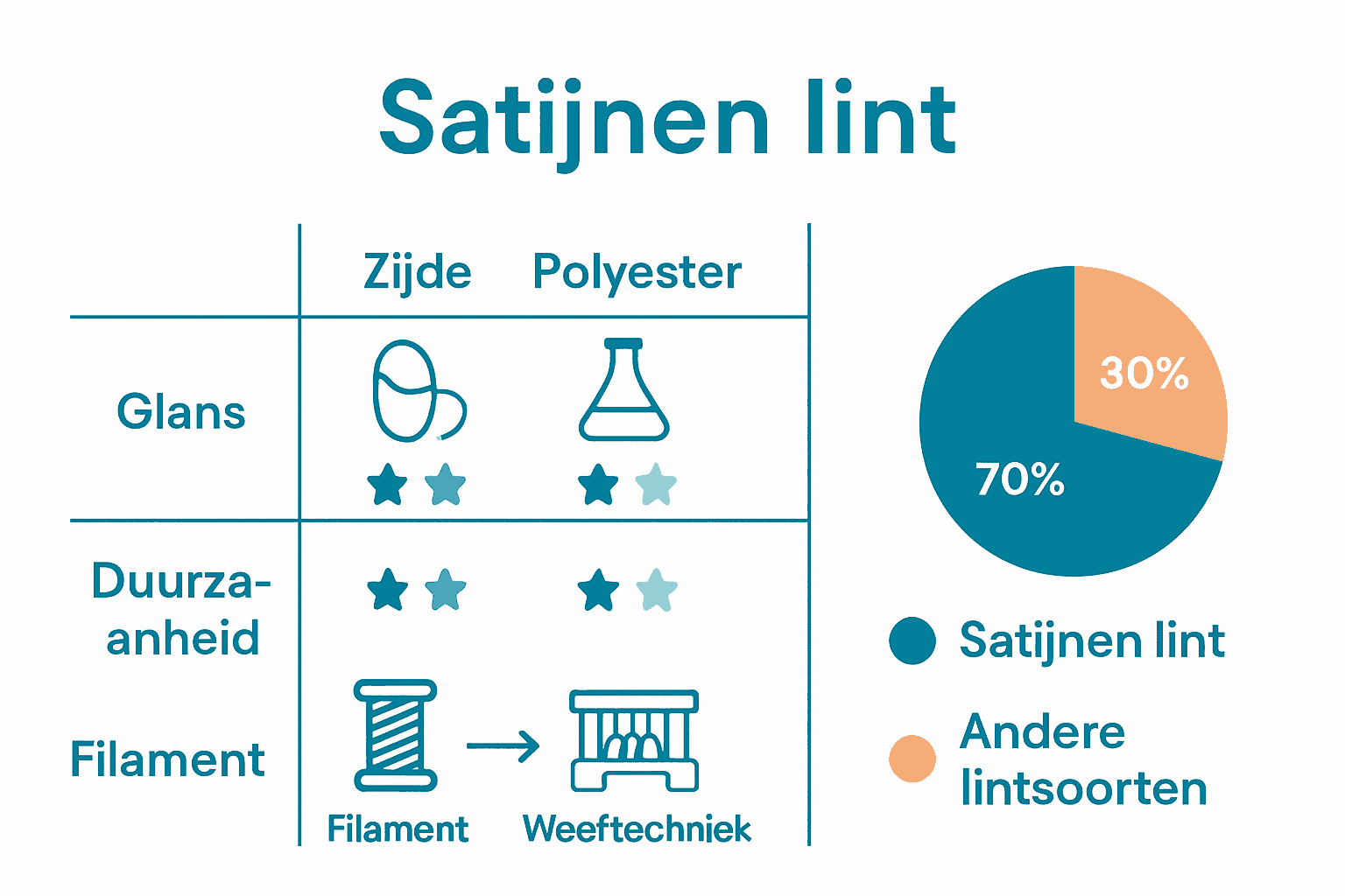 Vergelijking materialen en productieproces satijnen lint