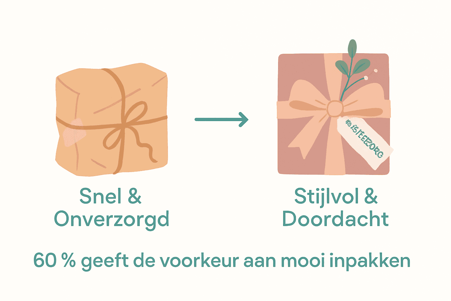 Infografik zum Vergleich von schlampiger und stilvoller Verpackung