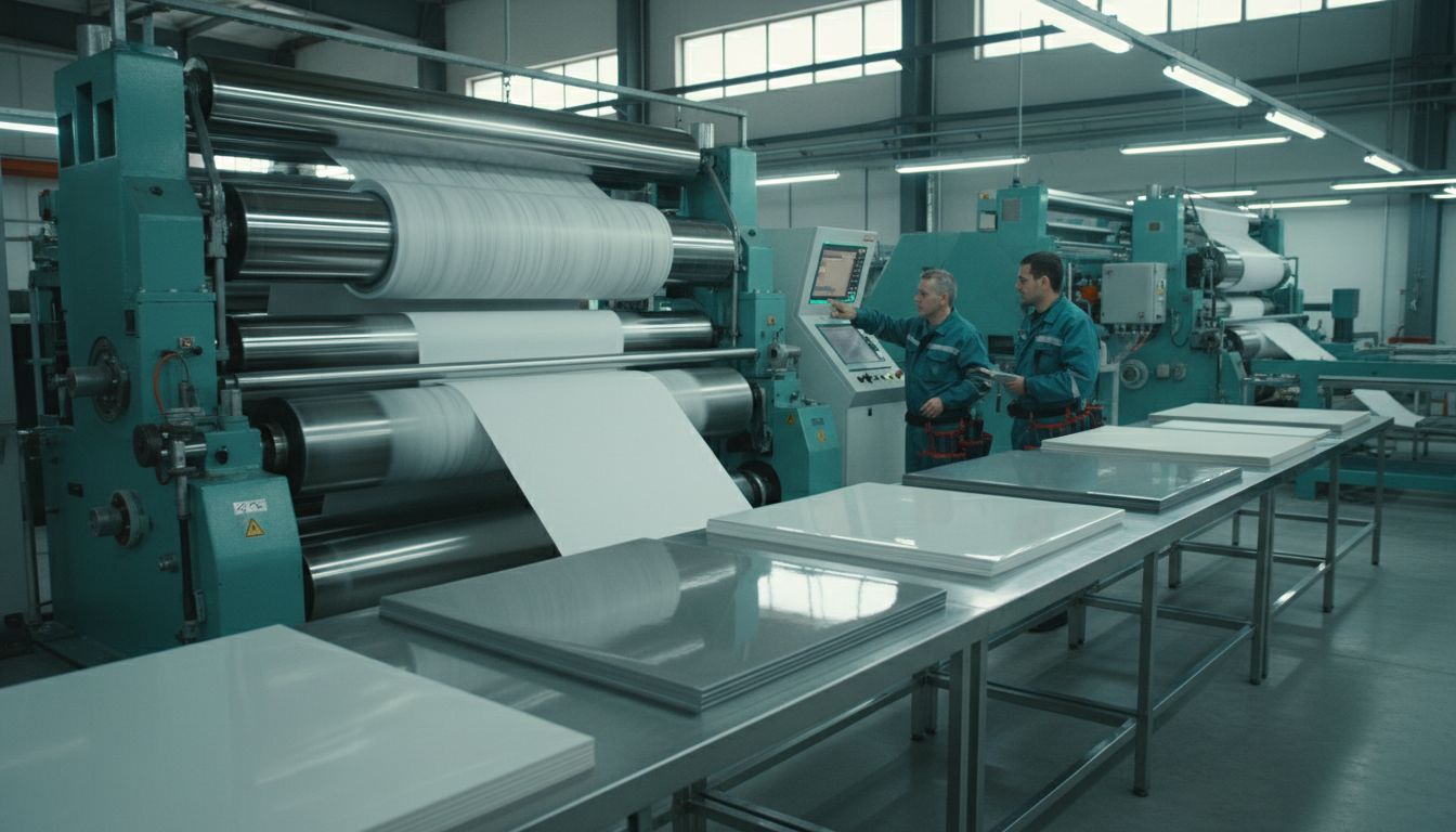 Papiercoating proces in moderne fabriek