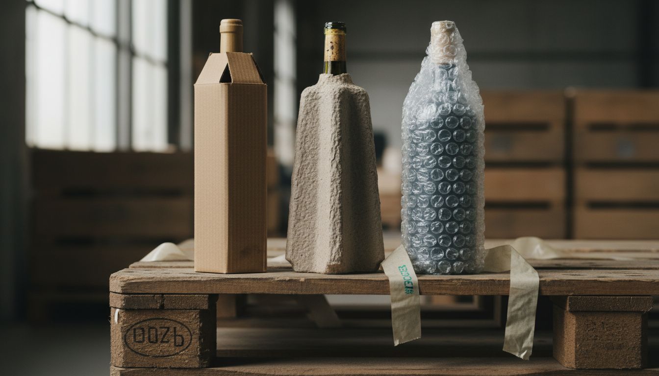 Detail van verschillende wijnverpakkingsmaterialen