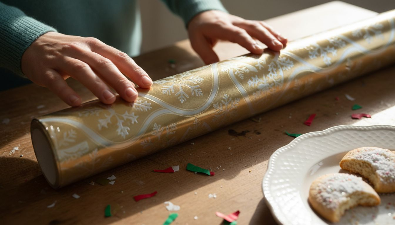 Met hun handen voelen ze aan het glanzende kerstpapier met reliëf.