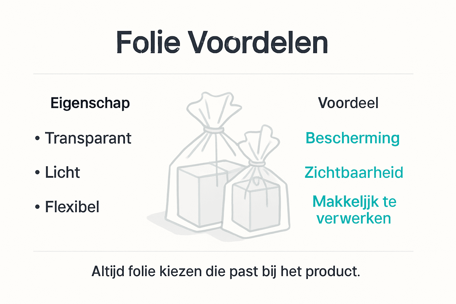 Infographic: de pluspunten van transparante folie op een rij