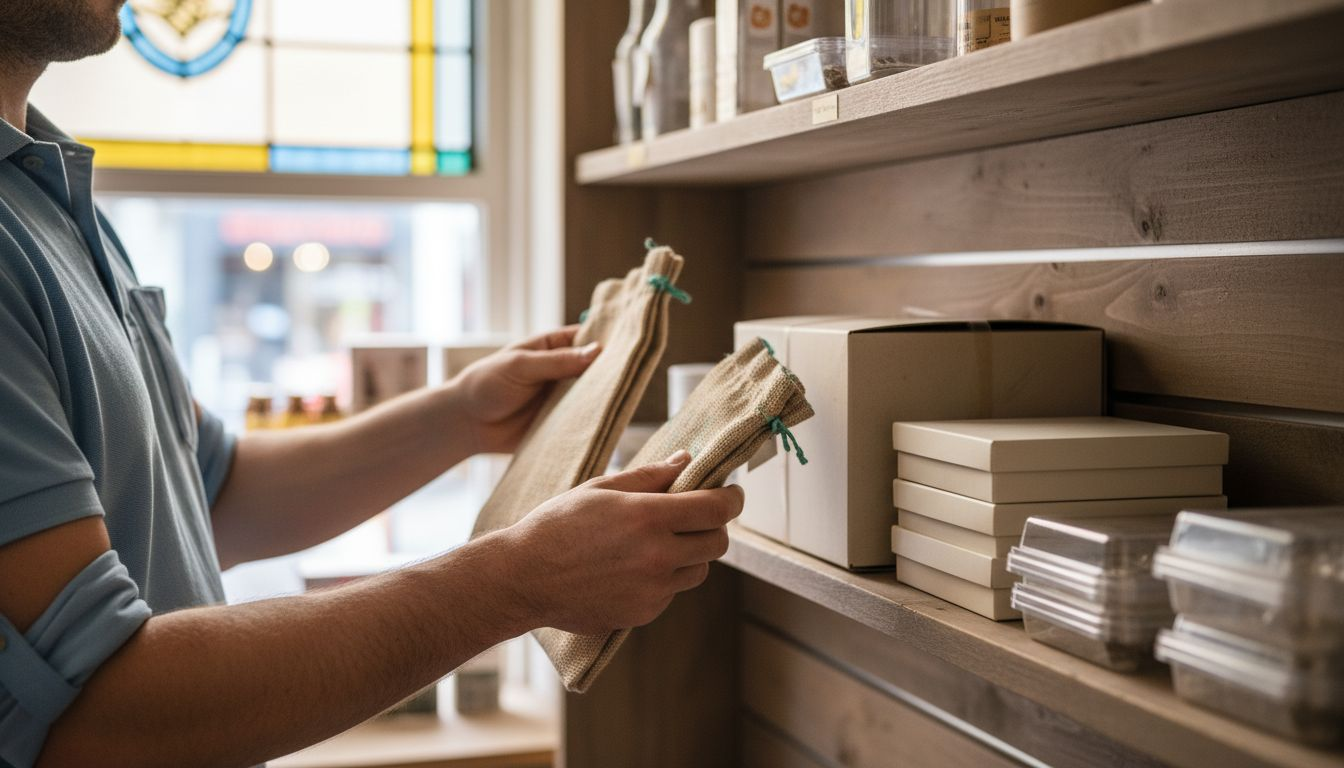 Vakkenvuller zet herbruikbare verpakkingen netjes op de juiste plek