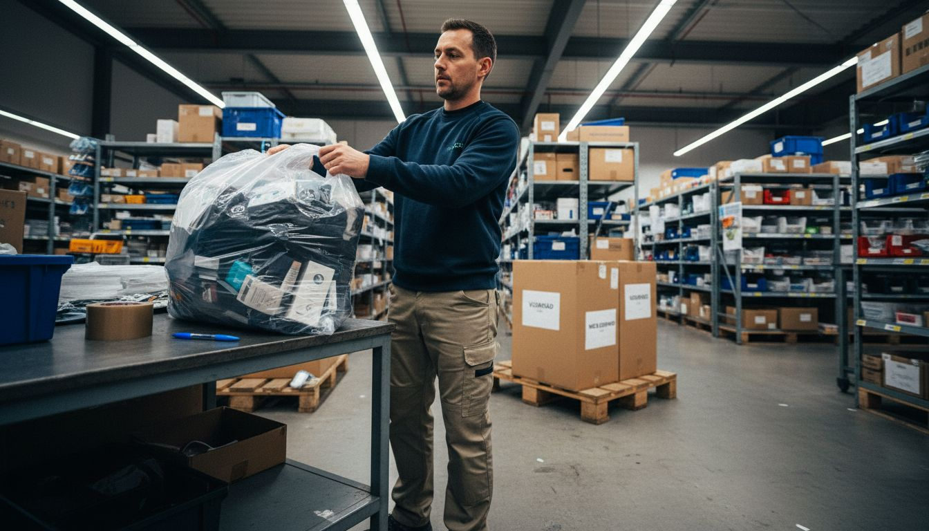 Transparante tas voor gebruik in een retailmagazijn