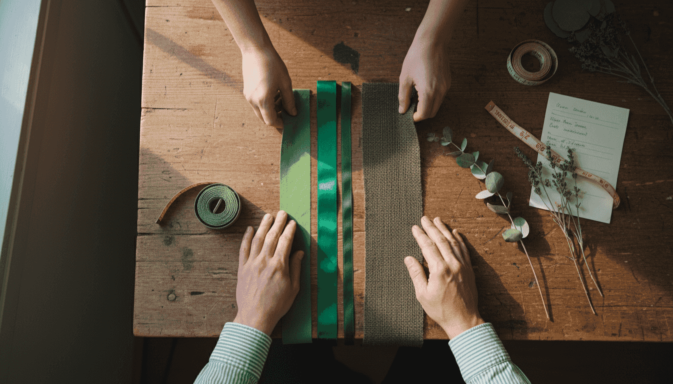 De verschillende groene stroken laten duidelijk het contrast in materialen zien.