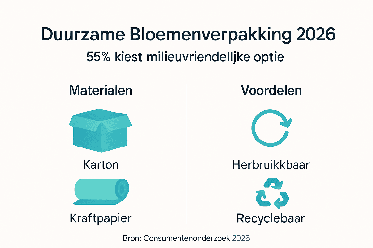 Infographic: Duurzame verpakkingen voor bloemen – materialen en hun voordelen op een rij