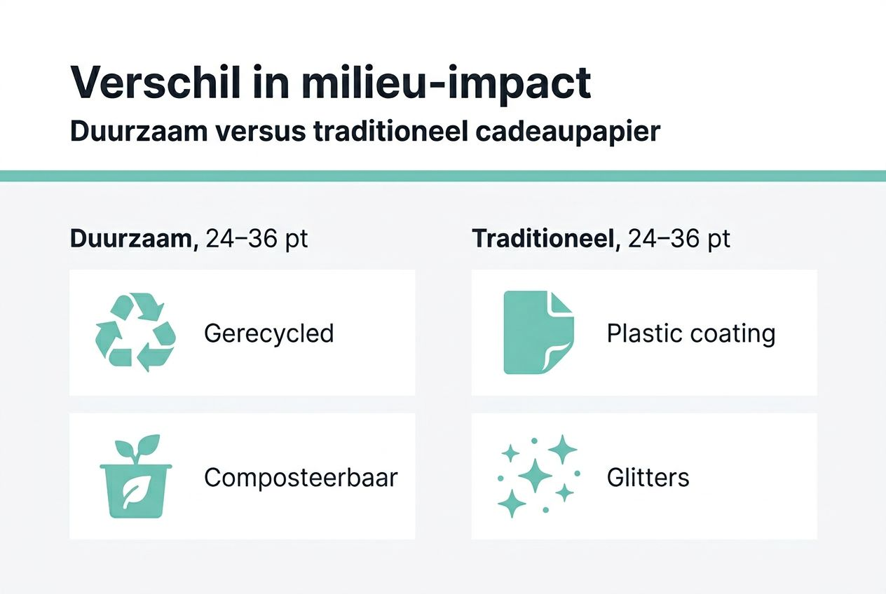 Infographic: het verschil tussen duurzaam en traditioneel cadeaupapier op een rijtje