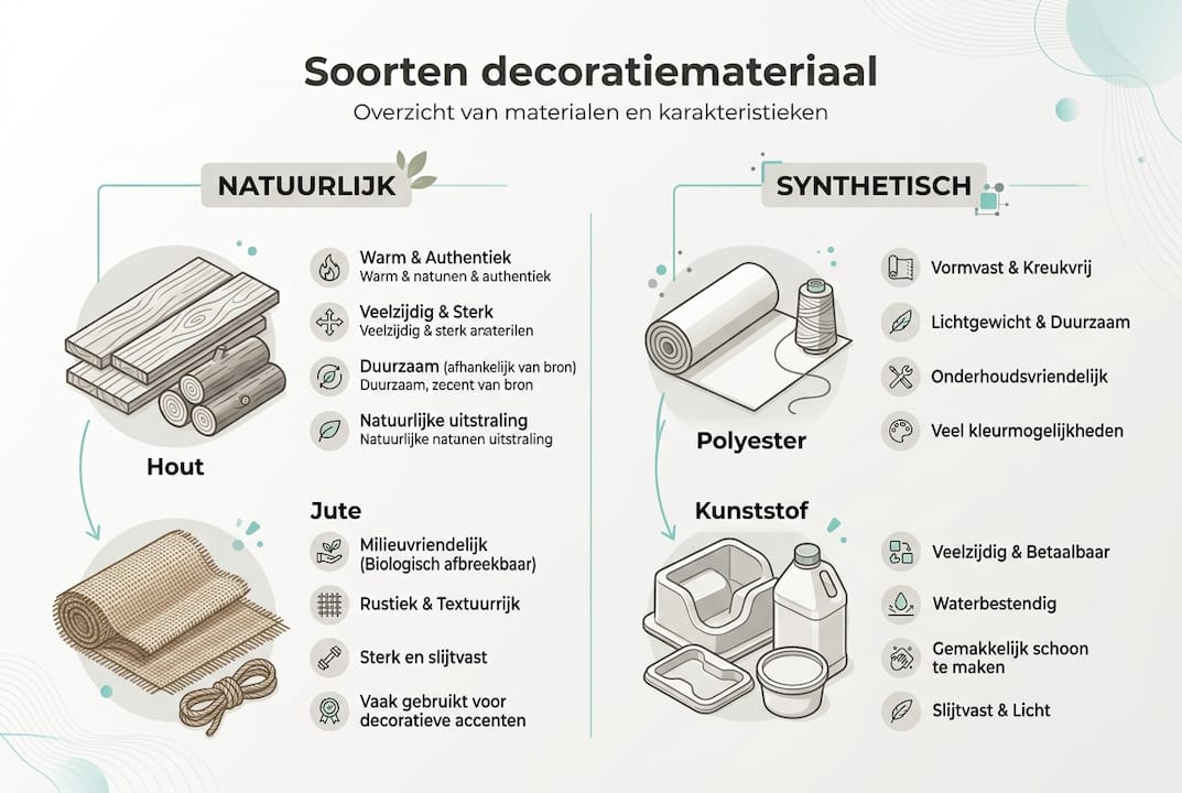 Infographic: verschillende soorten decoratiematerialen en hun kenmerken