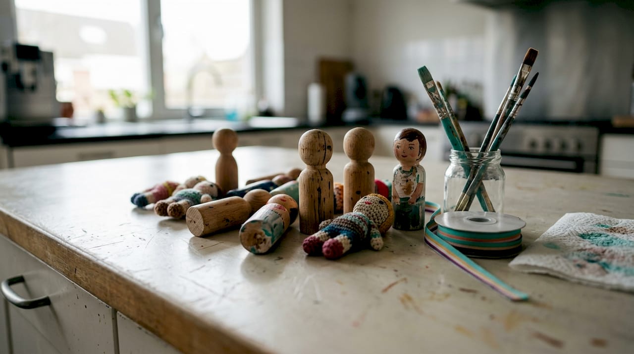 Detailopname van een verzameling gelukspoppetjes