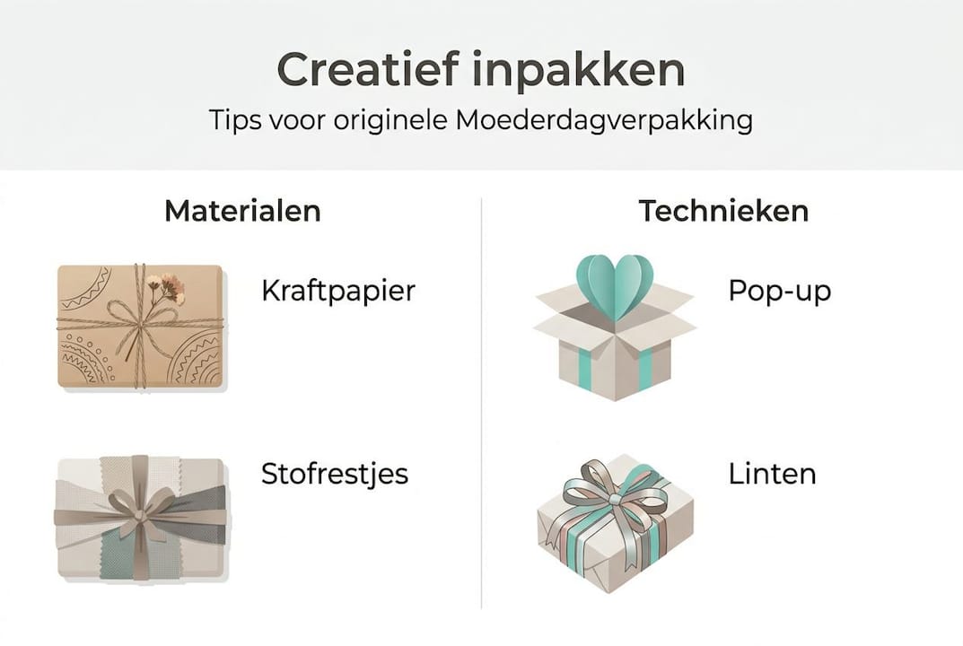 Handige infographic met inspirerende materialen en creatieve inpaktips voor Moederdag