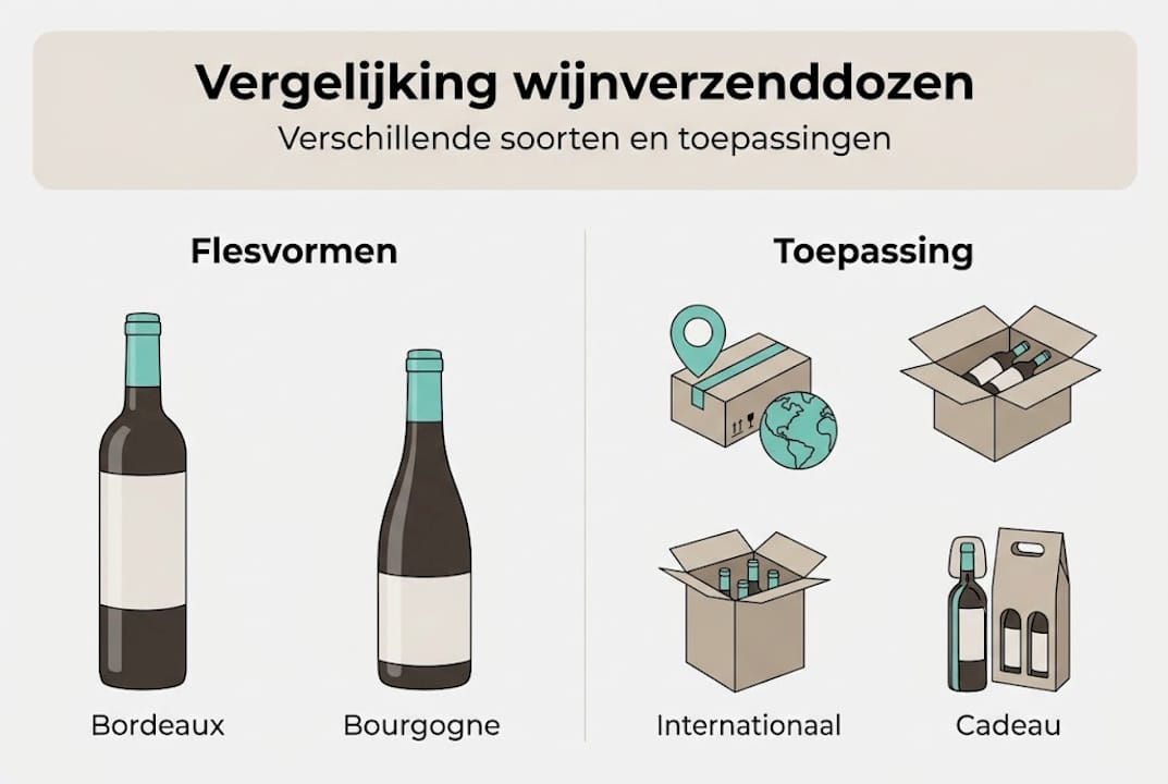 Overzicht van verschillende verzenddozen voor wijnflessen (infographic)