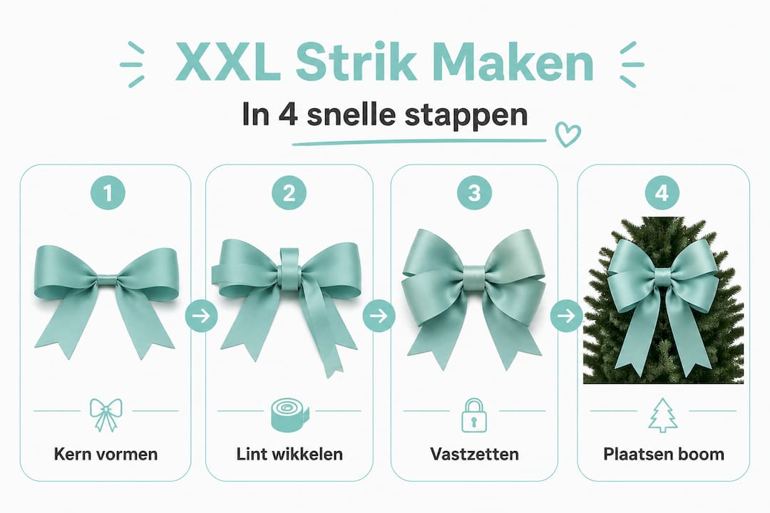 Zo maak je zelf een extra grote kerststrik: een handig stappenplan