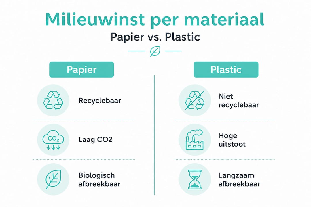 Infographic laat zien wat de milieueffecten zijn van papieren en plastic wegwerpservies