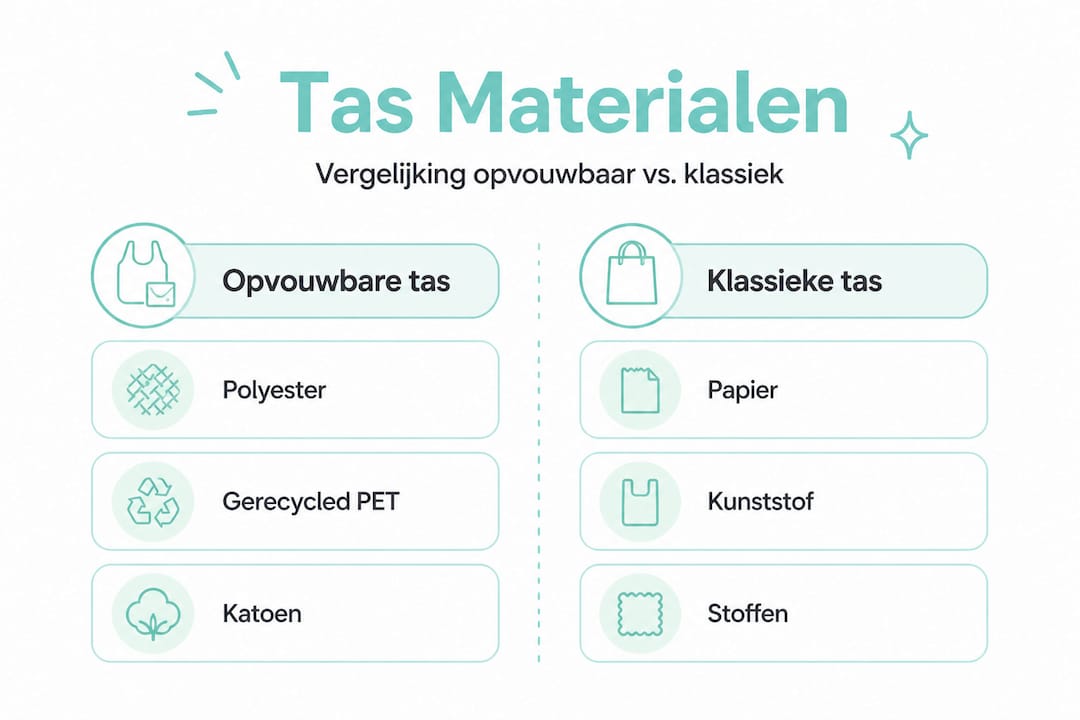 Infographic: materialen van opvouwbare tassen versus traditionele tassen