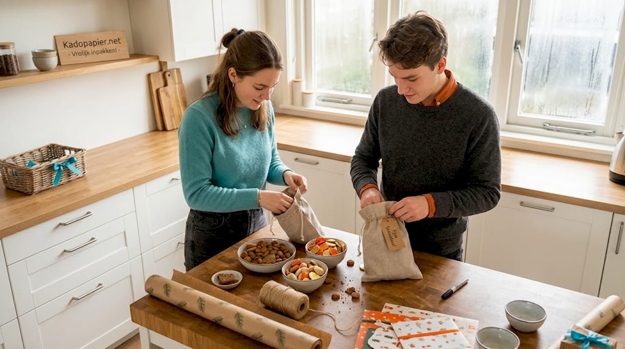 Dit duo gaat in de keuken aan de slag om duurzame snoepzakjes voor Sinterklaas te maken.