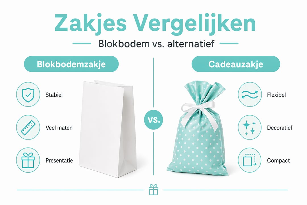Infographic: blokbodemzakje versus cadeauzakje – wat zijn de verschillen?