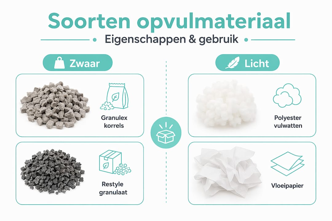 Vergelijking van verschillende soorten opvulmateriaal in één overzichtelijke infographic