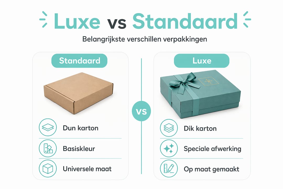Infographic: verschillen tussen luxe en standaard verpakkingen