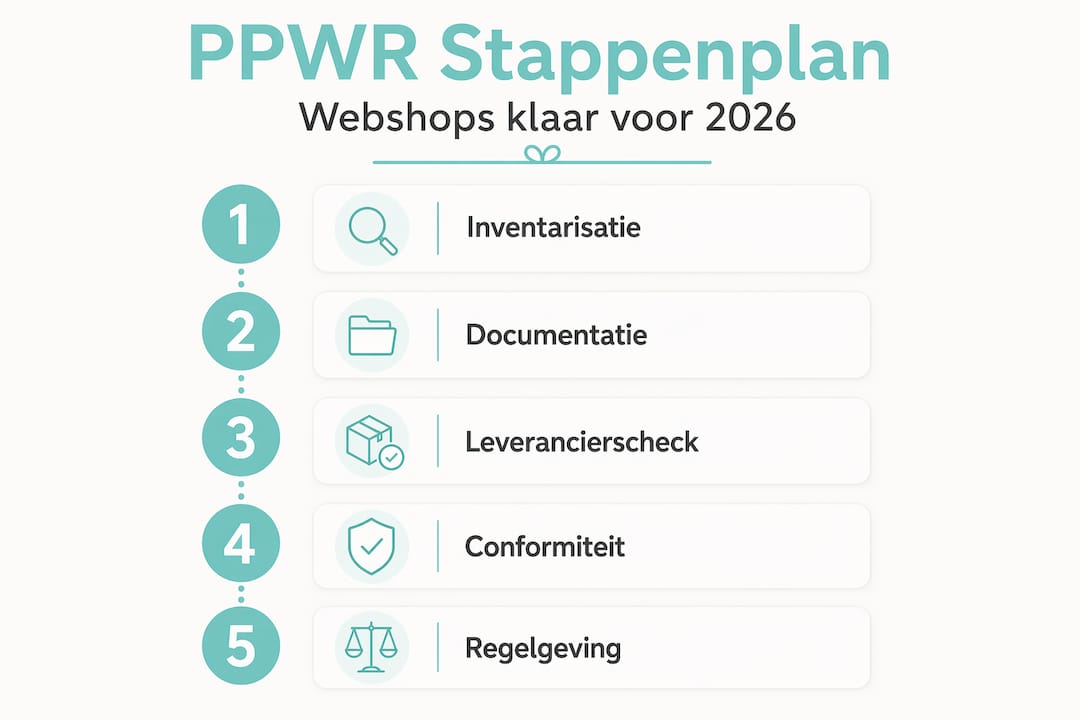 Infographic: Stappenplan PPWR-regels voor webshops