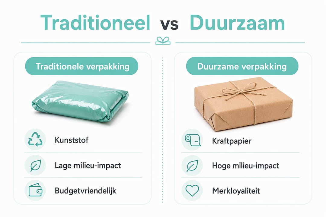 Infographic: een overzicht van traditionele versus duurzame verpakkingen