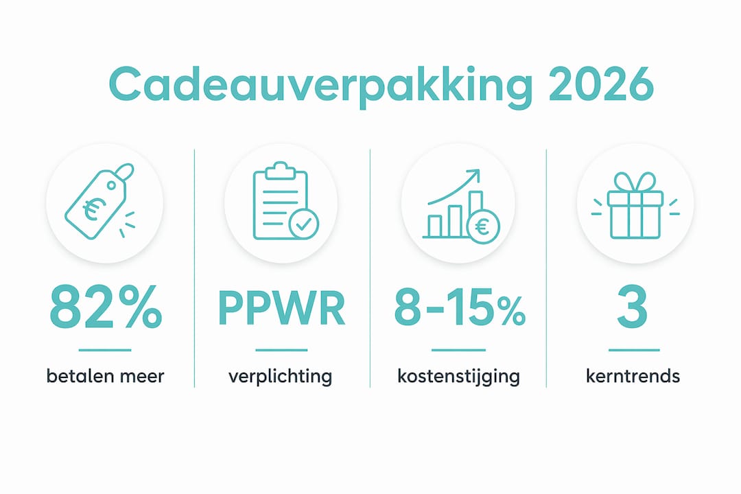 Overzichtelijke infographic met opvallende cijfers over cadeauverpakkingen in 2026