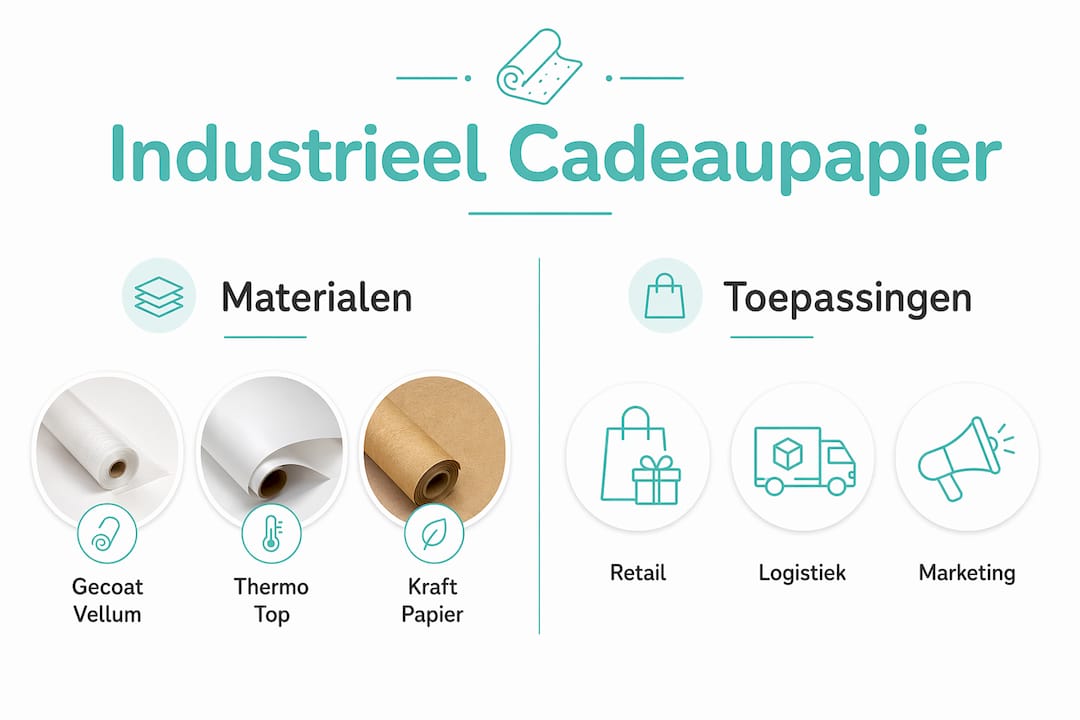 Infographic: Overzicht van materialen en creatieve toepassingen van industrieel inpakpapier