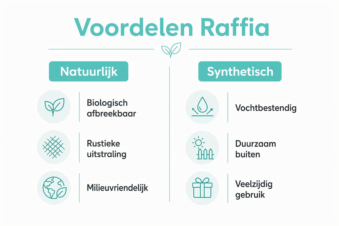 Infographic: de pluspunten van natuurlijke raffia ten opzichte van de synthetische variant