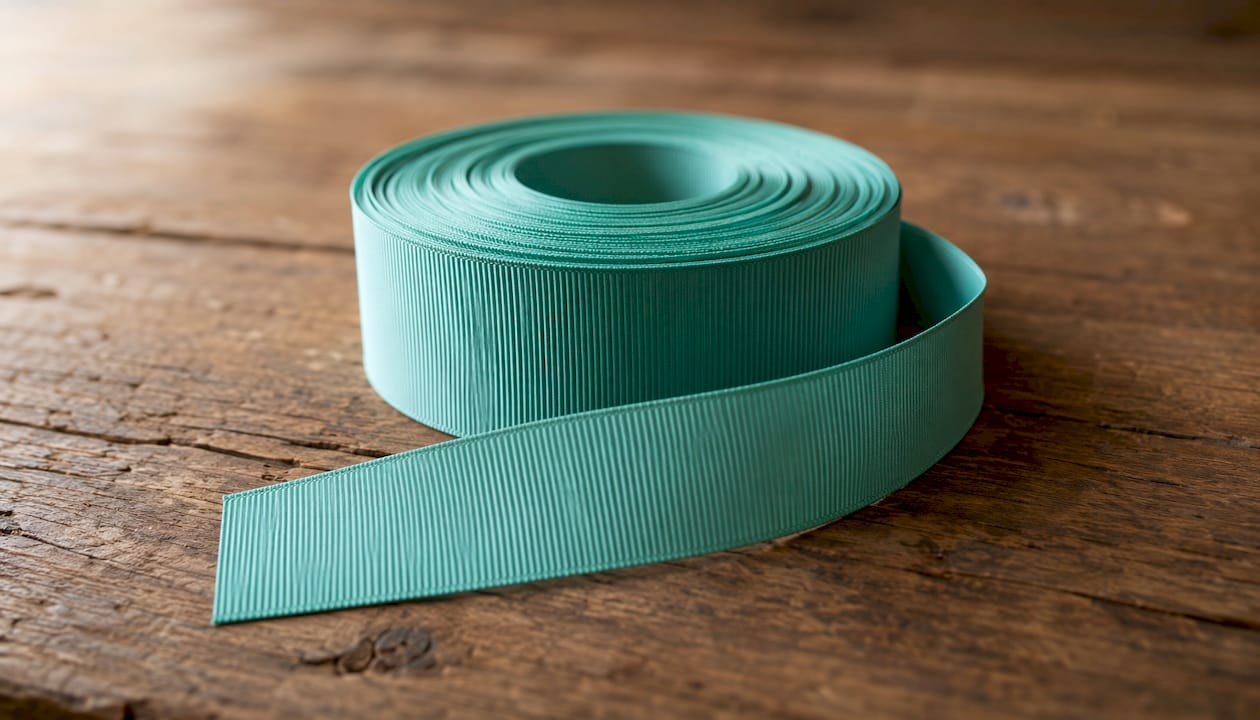 Kenmerkend voor grosgrain lint is de fijne, ribbelachtige structuur die het materiaal zijn unieke uitstraling geeft.