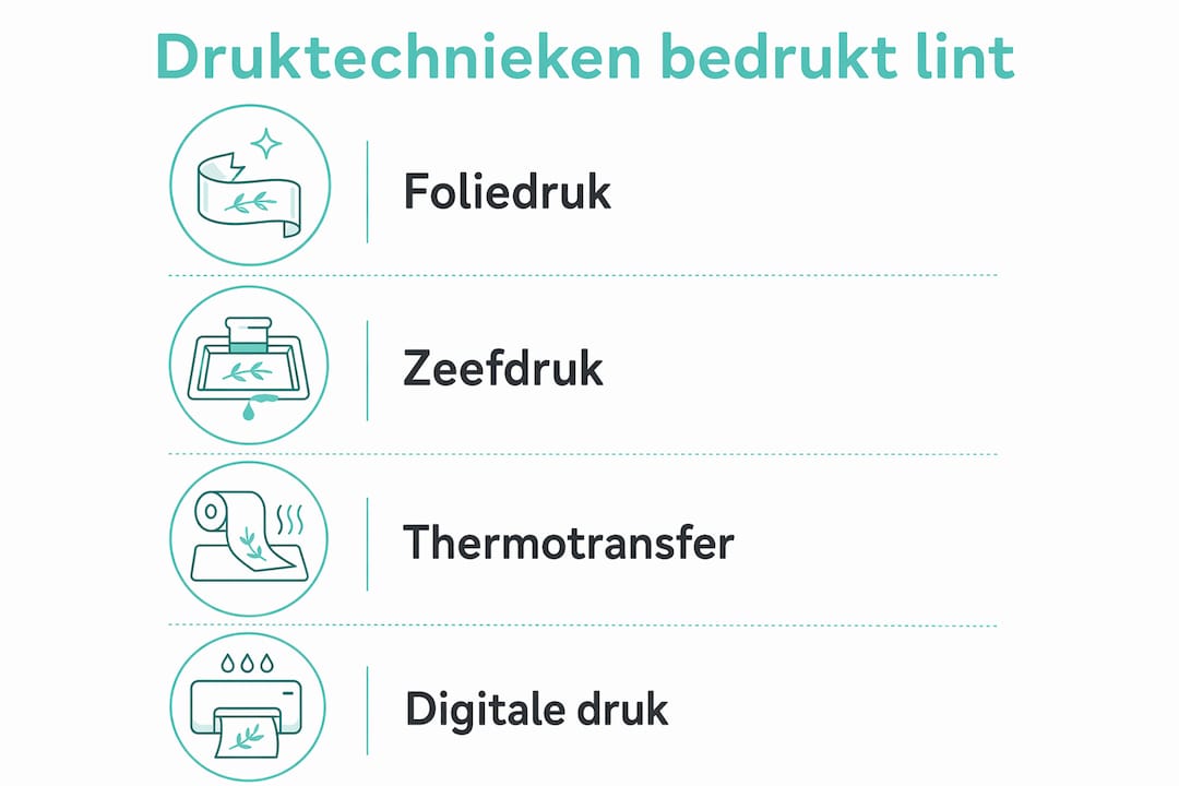 Infographic: alle druktechnieken voor gepersonaliseerd lint in één oogopslag