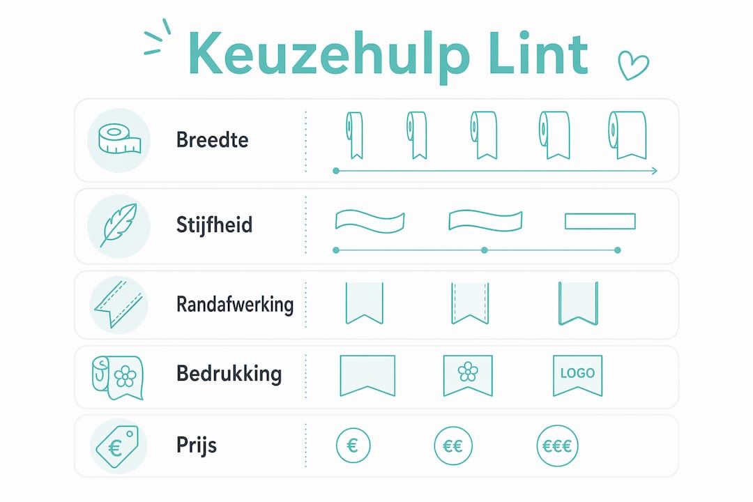 Overzichtelijke infographic: zo kies je het juiste fijn geweven lint stap voor stap