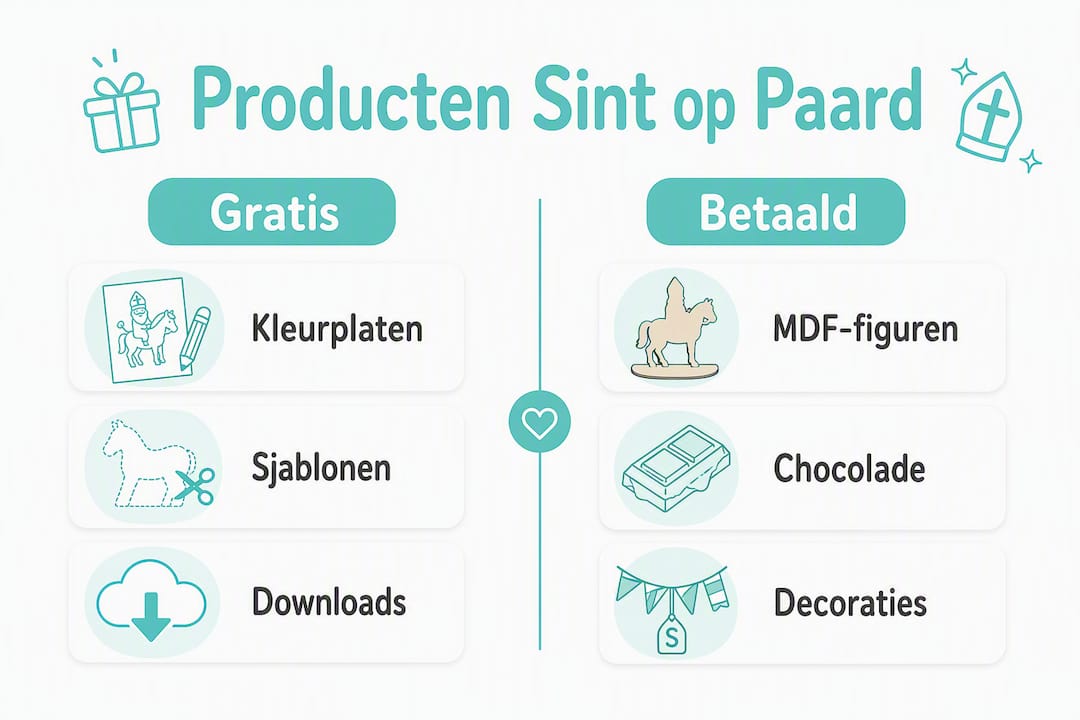 Overzicht: gratis en betaalde Sinterklaas op het paard producten in beeld gebracht