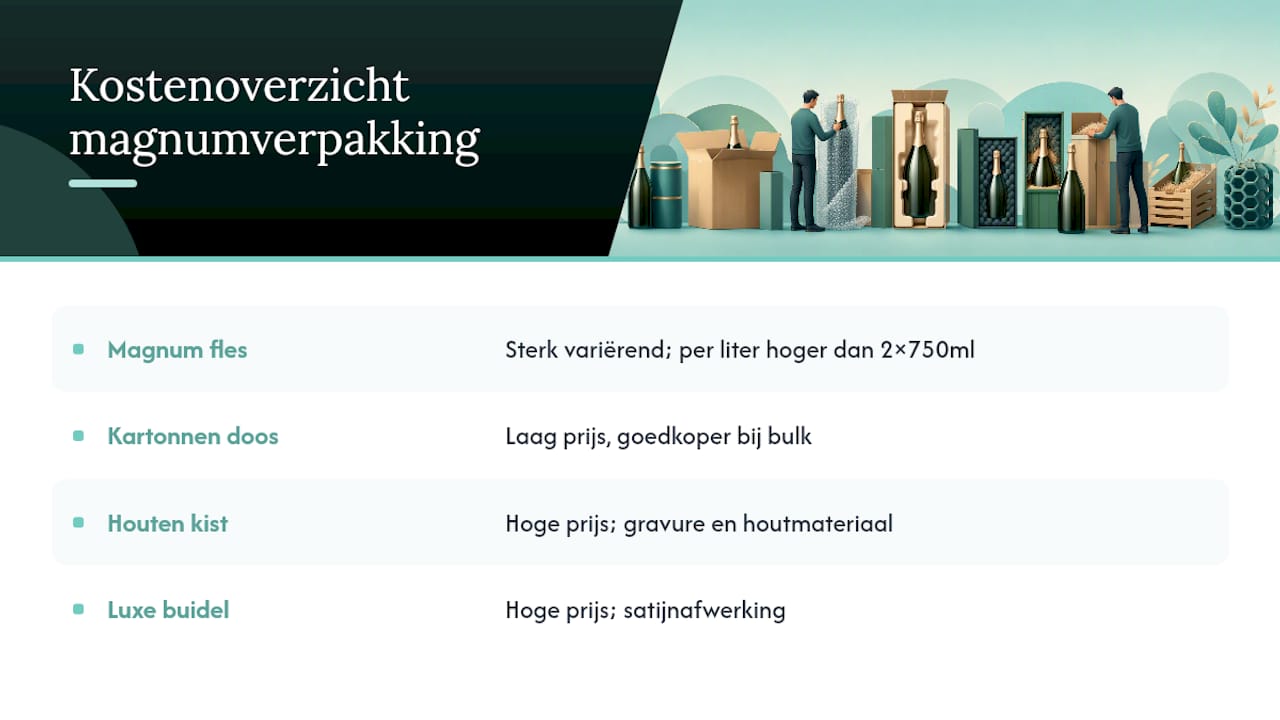 Prijsvergelijking van magnum champagne en verpakkingen