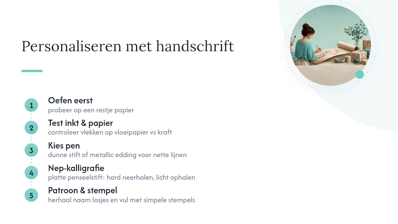 Diagram van handlettering-technieken voor inpakpapier