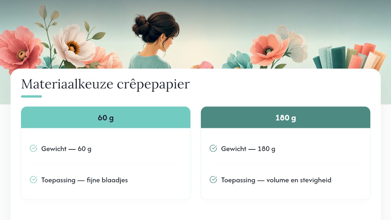 Vergelijking van het gewicht van crêpepapier