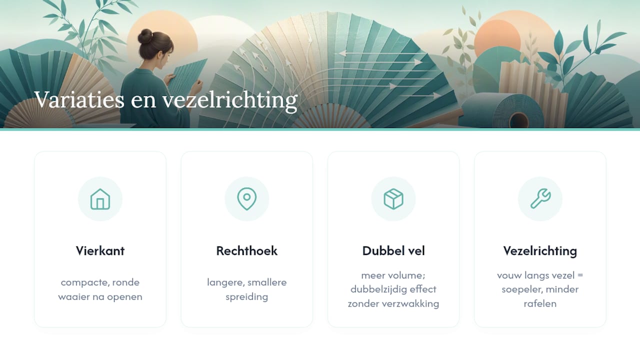 Richting van het papier en structuur van de waaier