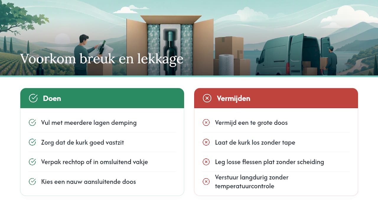 Tips om breuk en lekken te voorkomen tijdens transport — overview diagram
