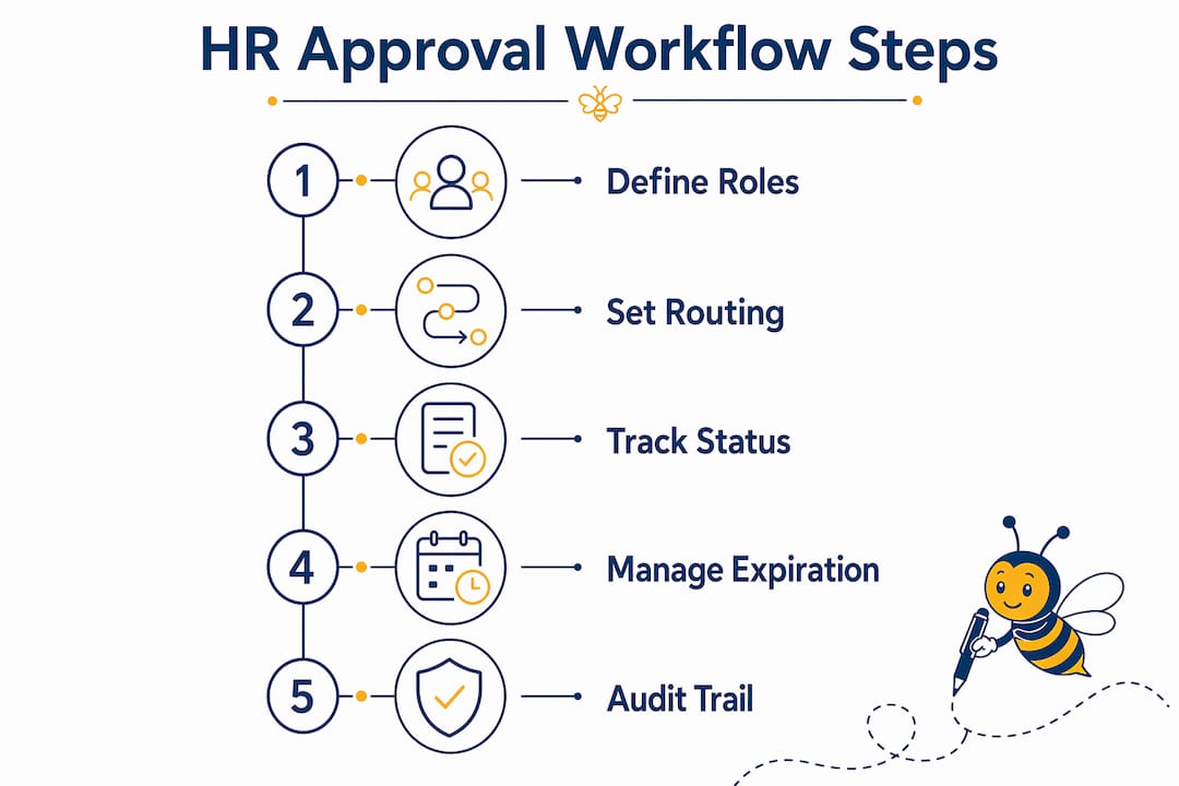 Infographic illustrating key steps in HR multi-signature approval workflow