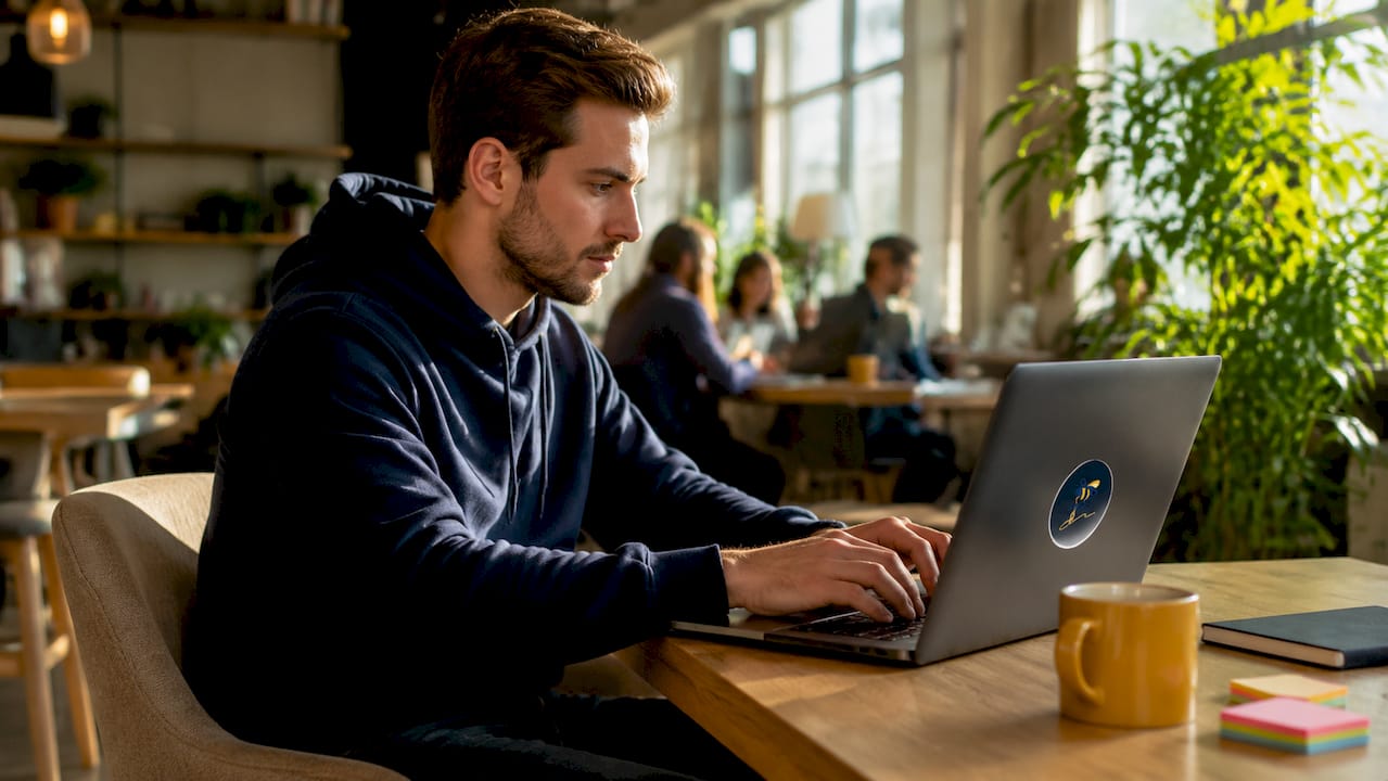 Hands typing embedded signing API code at office